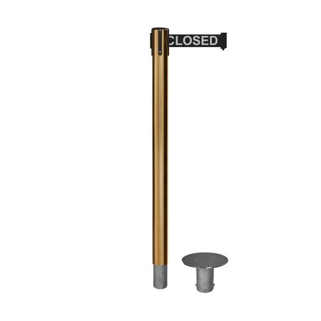 MONTOUR LINE Stanchion Belt Barrier Removable Base Sat.Brass Post 11ft.Line...Belt MX630R-SB-THISLBW-110